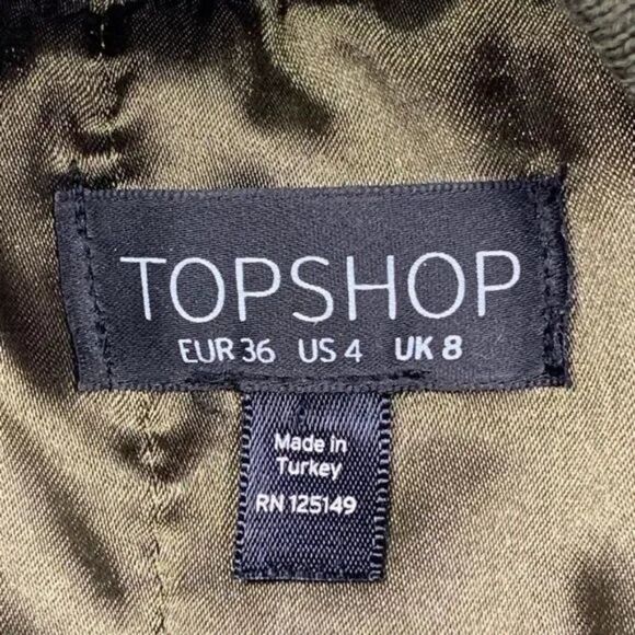 TopShop Bomber Jacket - Army Olive Green with Moto Patches Women's Size US 4 - Picture 5 of 10